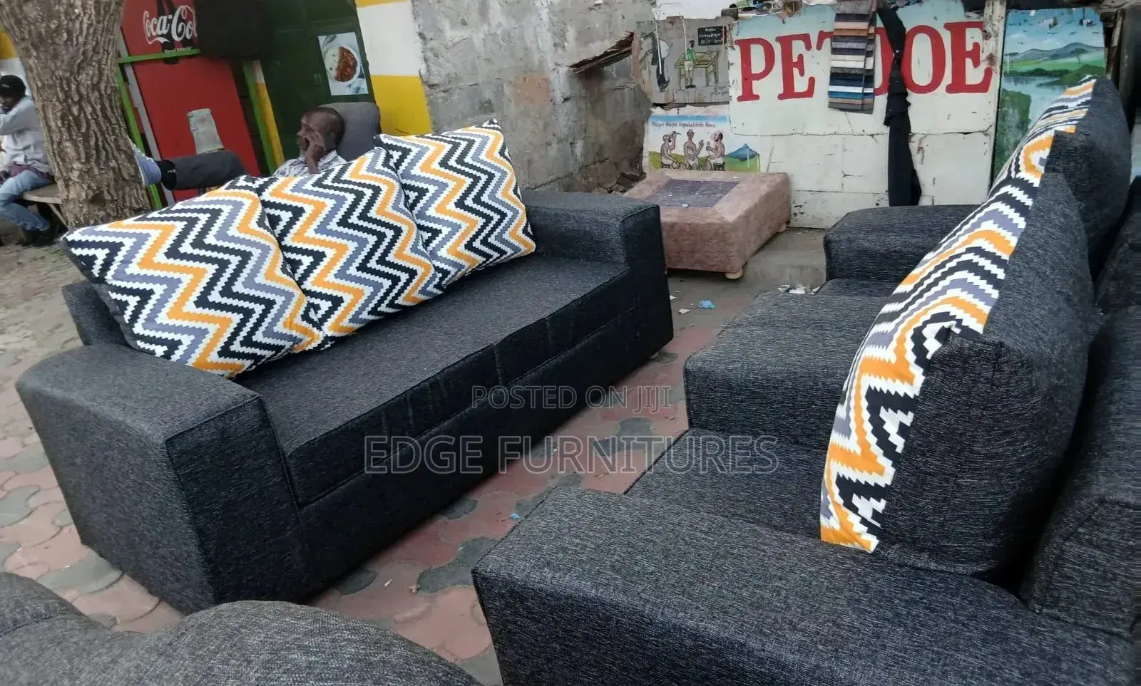 Flowered Five Seater Sofa Set