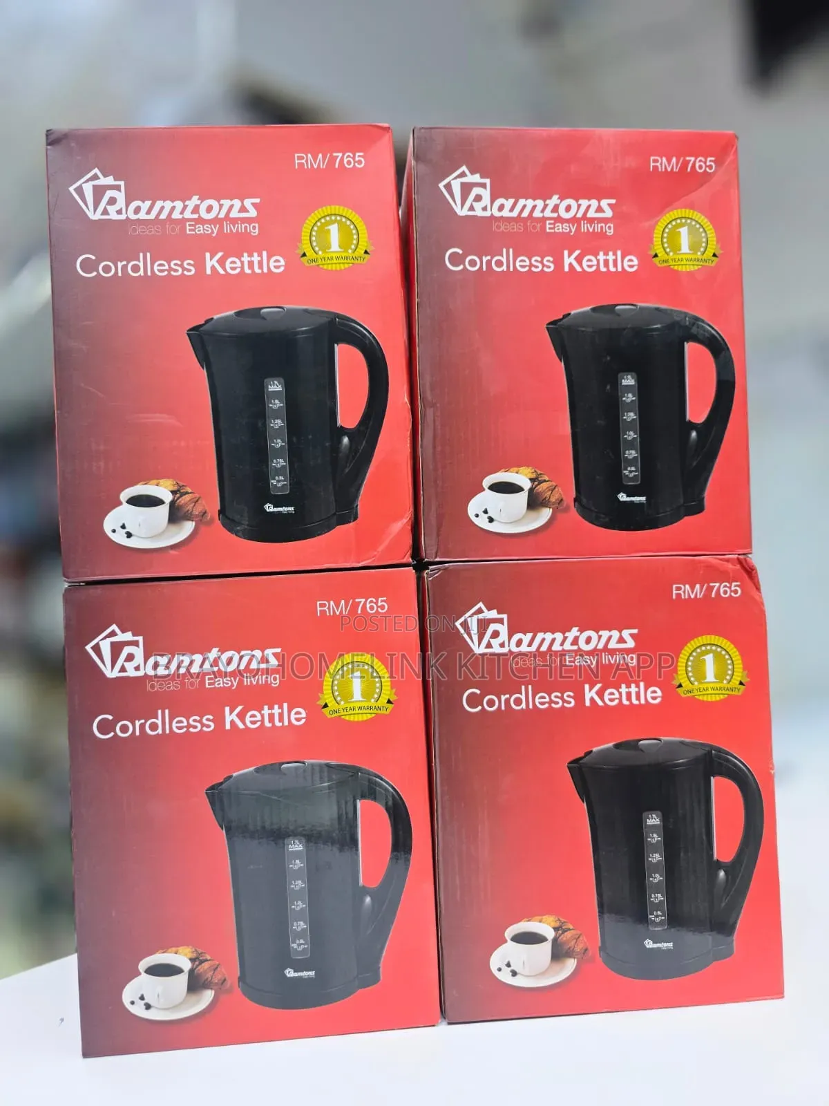 * Ramtons Kettle Cordless Black 1.7l Rm776