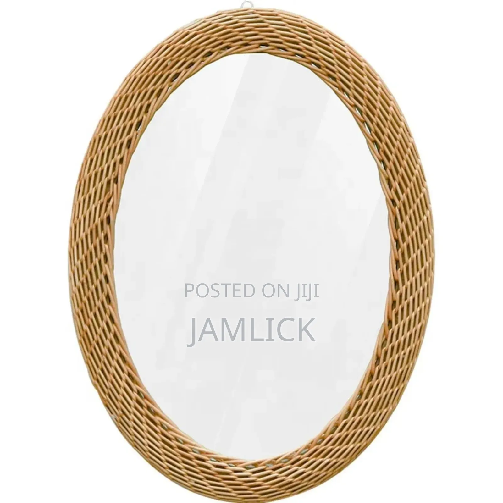 Big Modern Oval Rattan Bamboo Decorative Mirror - Pl