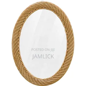 Big Modern Oval Rattan Bamboo Decorative Mirror - Pl