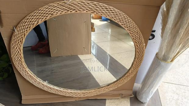 Big Modern Oval Rattan Bamboo Decorative Mirror - Pl - thumbnail 2