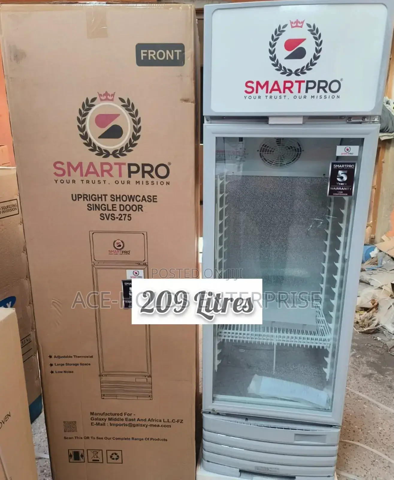 Svs-275 Smartpro 209 Litres Upright Showcase Chiller Display Fridge