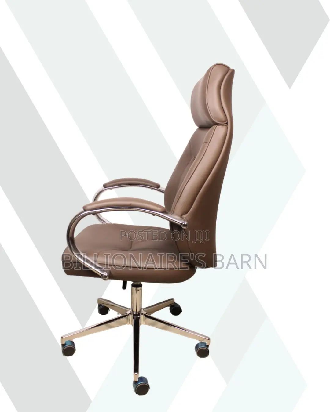Brown Executive Leather Office Chair • Smooth Movement, Padded Arms