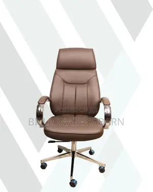 Brown Executive Leather Office Chair • Smooth Movement, Padded Arms