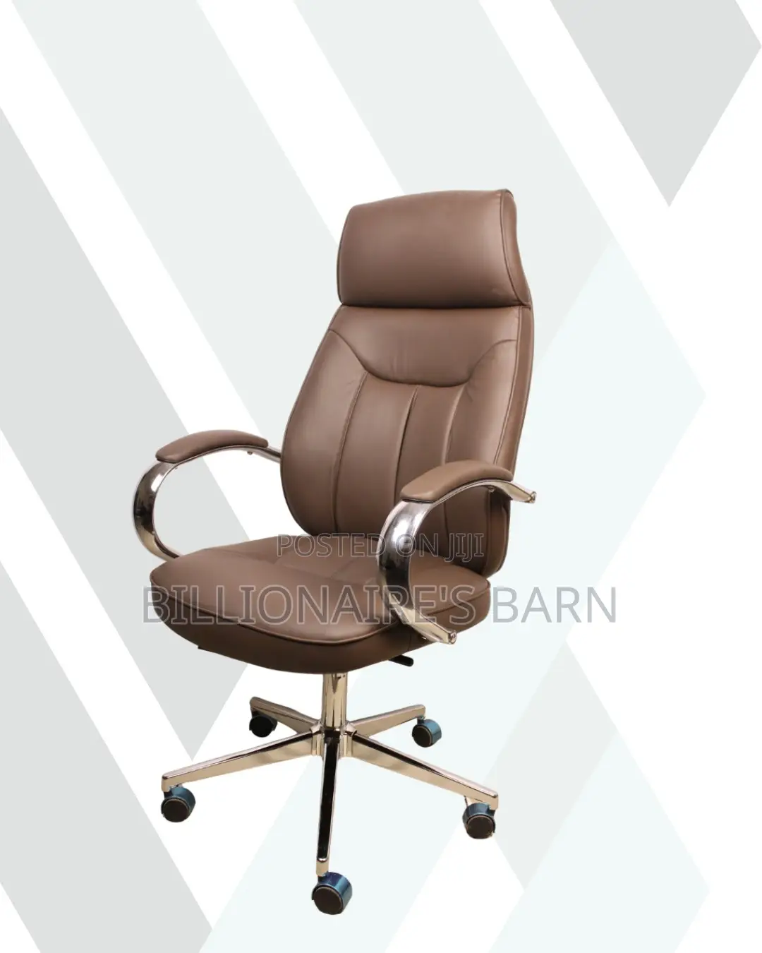 Brown Executive Leather Office Chair • Smooth Movement, Padded Arms