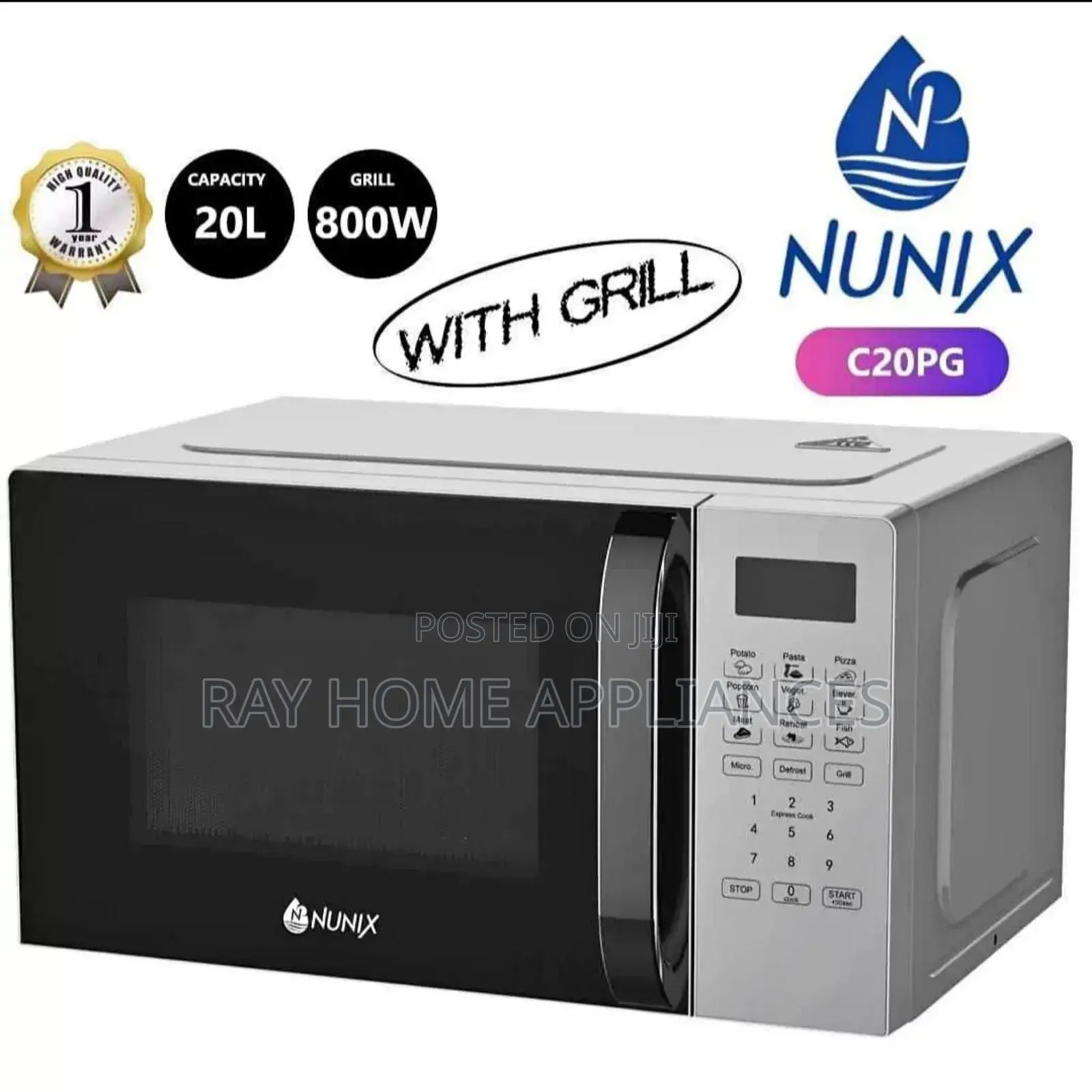 New Model 20 Litres Nunix Digital Microwave With Grill Model :C20pg