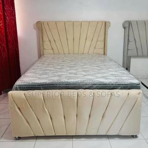 Cream Tufted Upholstered Bed Size 5 by 6 - thumbnail 2