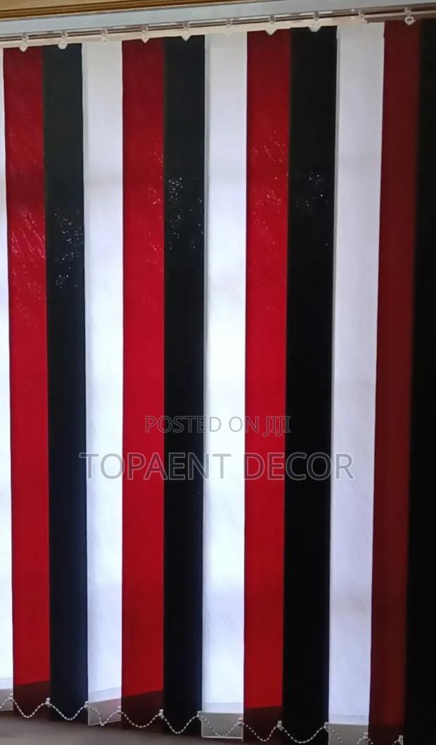 Black, White And Red Slats Professional And Stylish Vertical Blinds