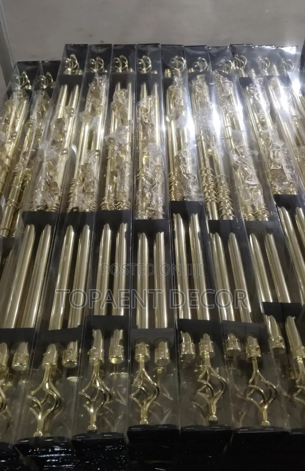 Golden Double 2m Adjustable Window Curtain And Sheer Rod