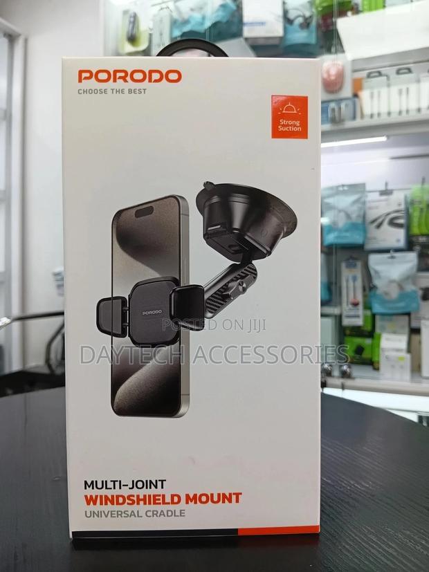 This Is a Porodo Multi-Joint Windshield Mount Universal Cradle. - thumbnail 3