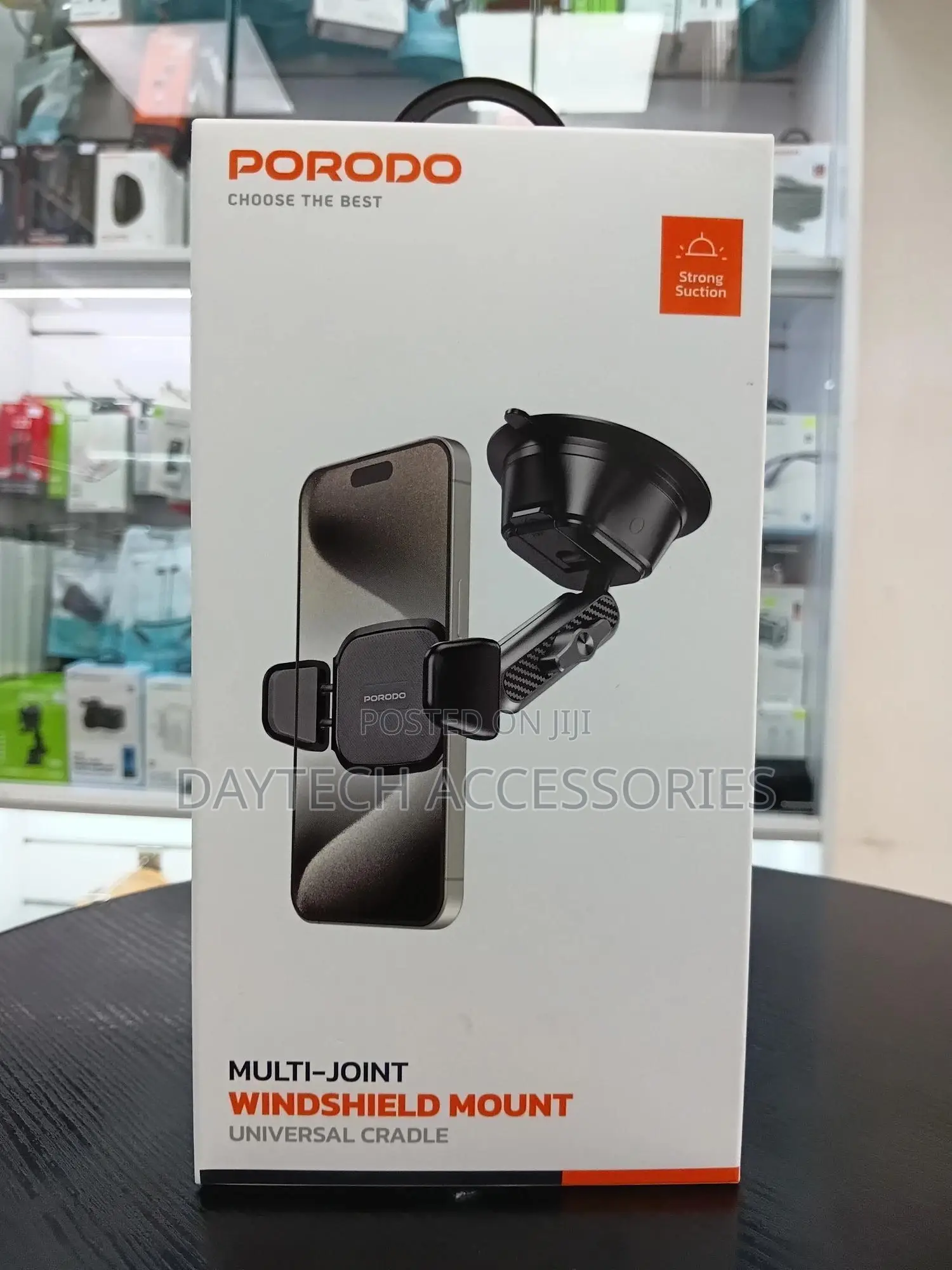 This Is a Porodo Multi-Joint Windshield Mount Universal Cradle.