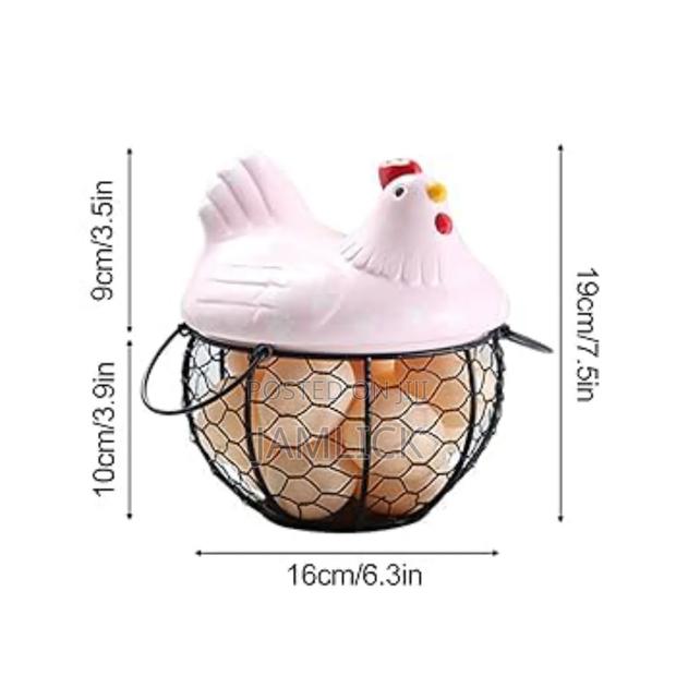 Metal Wire Egg Basket (18–25 Eggs) With Ceramic Chicken Cover - Pm - thumbnail 3