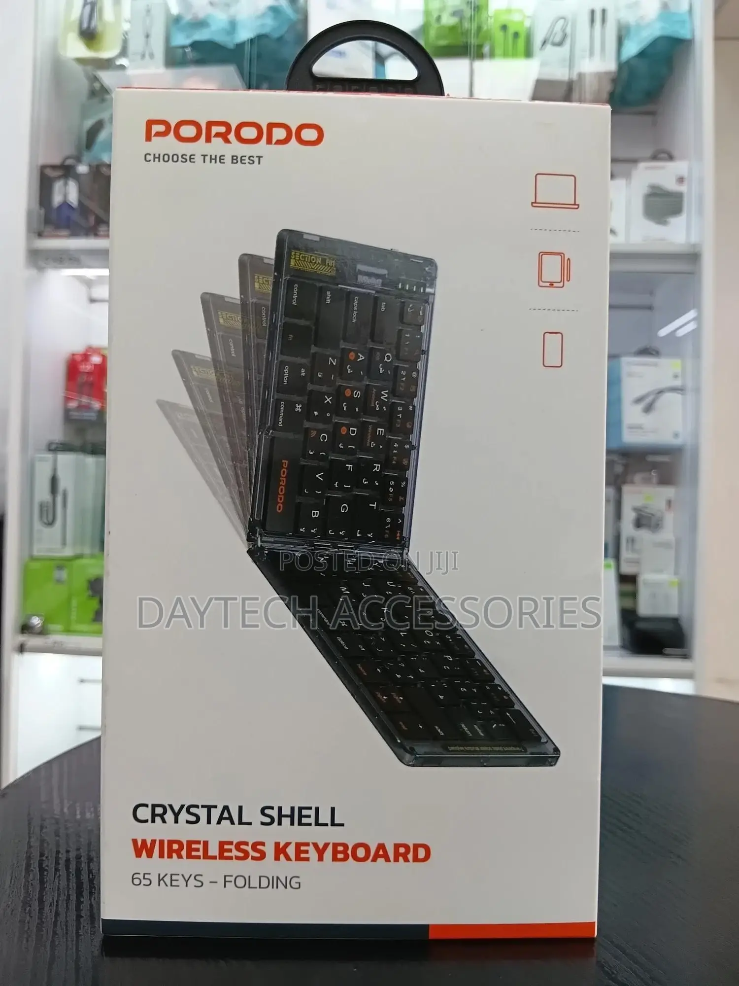 Porodo Transparent Bluetooth Folding Keyboard Black