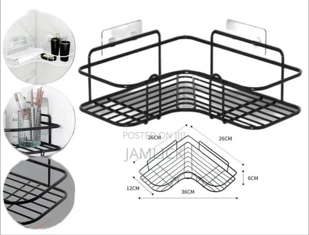Triangular Metallic Corner Bathroom Shelf –Pm