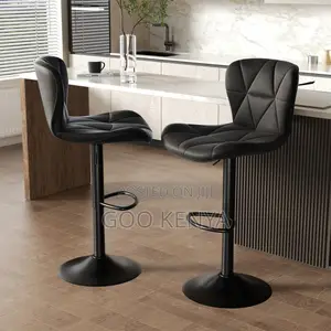Home Bar Stool; Adjustable Leather Bar Stool Cushioned Seat and Back