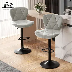 Home Bar Stool; Adjustable Leather Bar Stool Cushioned Seat and Back