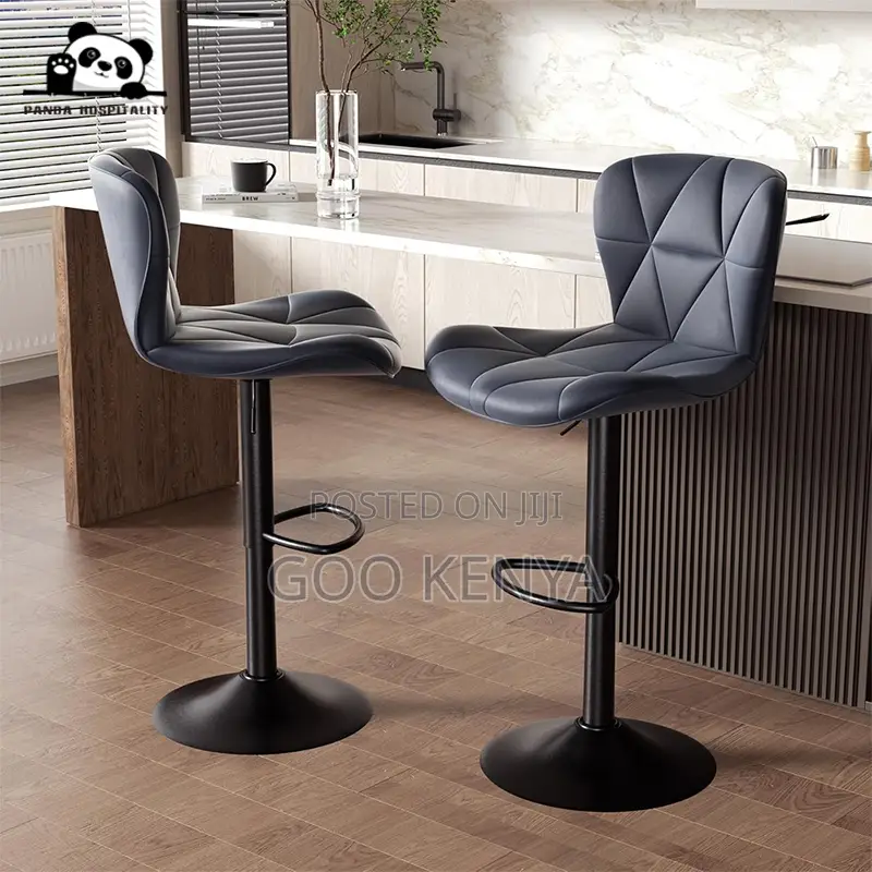 Home Bar Stool; Adjustable Leather Bar Stool Cushioned Seat and Back