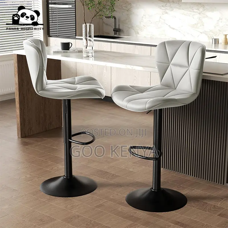 Home Bar Stool; Adjustable Leather Bar Stool Cushioned Seat and Back