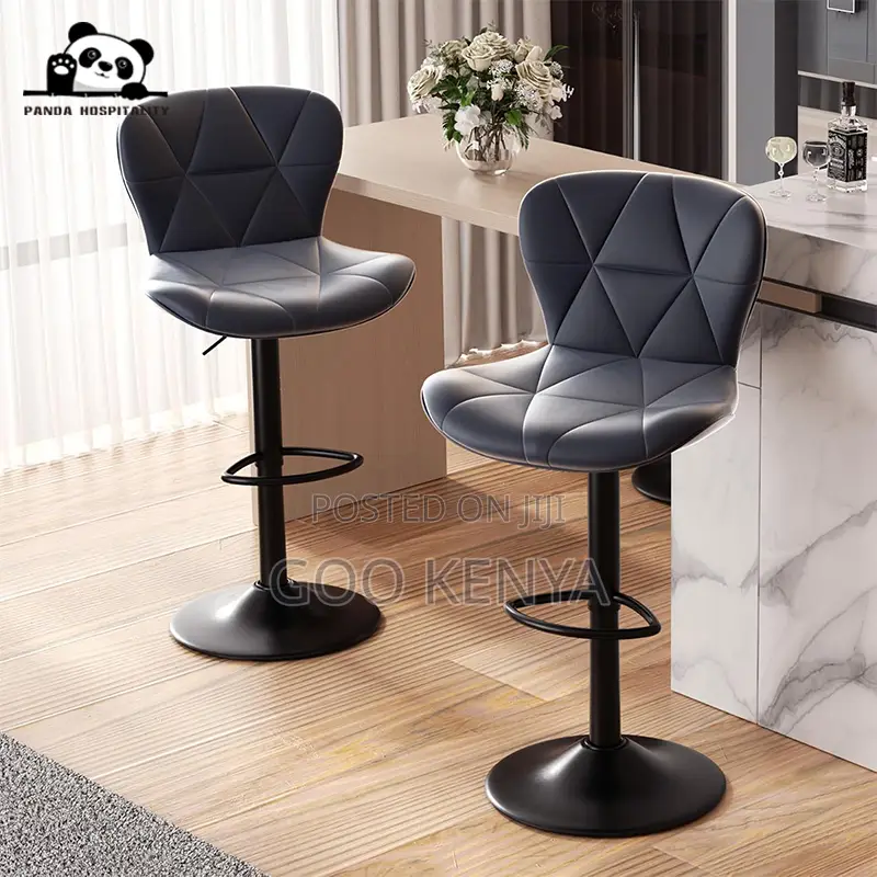 Home Bar Stool; Adjustable Leather Bar Stool Cushioned Seat and Back