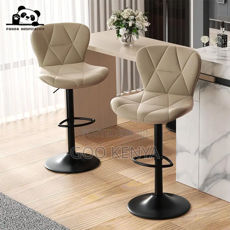Home Bar Stool; Adjustable Leather Bar Stool Cushioned Seat and Back