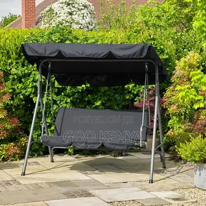 Home Outdoor Set;3-Seater Hanging Chair With Umbrella and Cozy Cushion