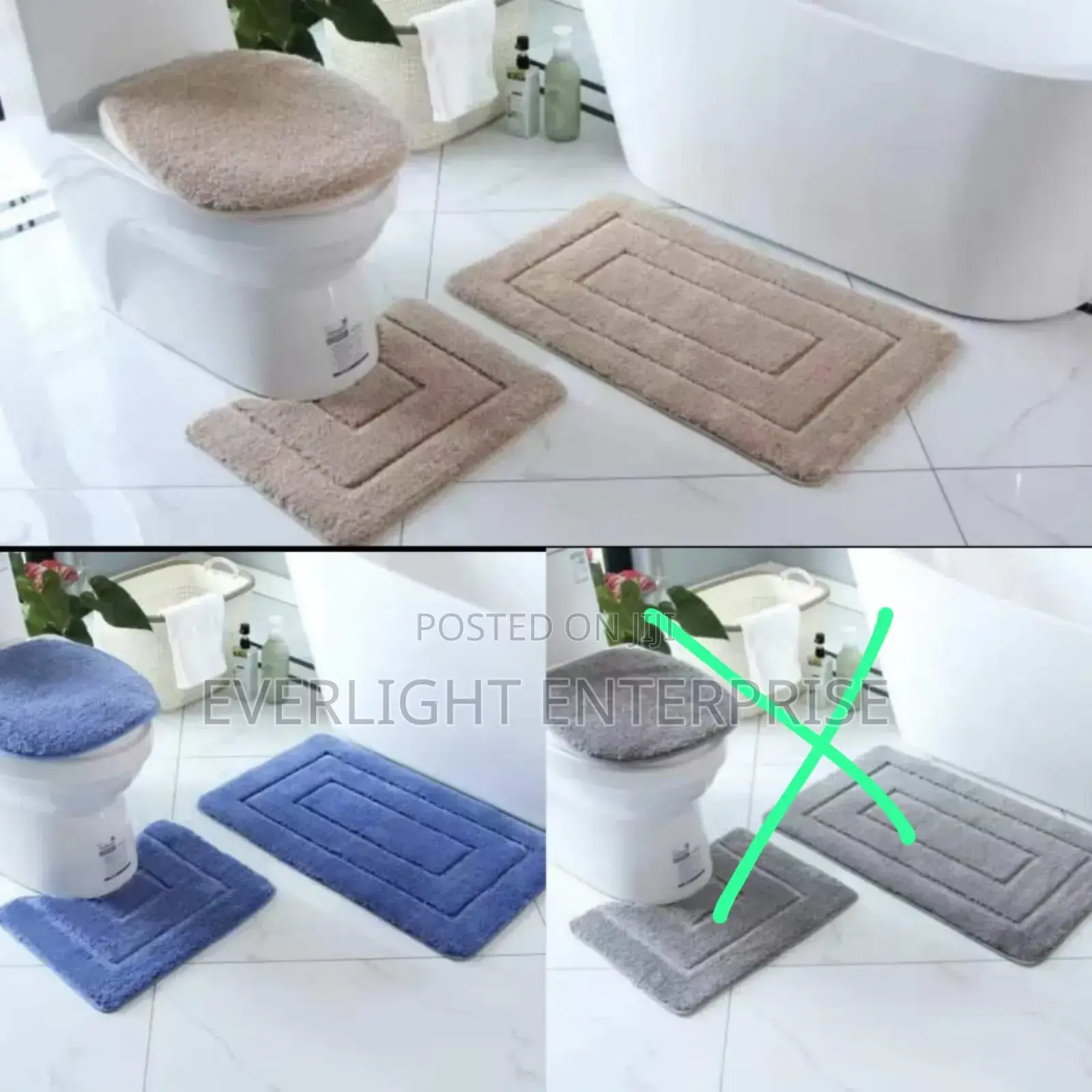 3 Piece Thickened Bathroom Toilet Mat