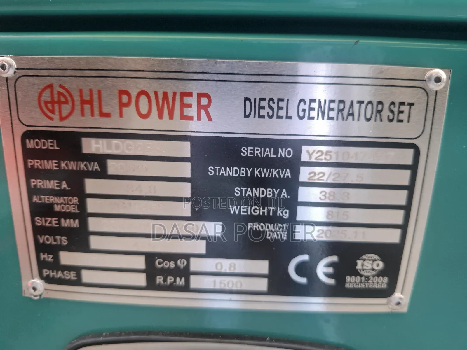 Hl Power 25kva Silent Diesel Generator
