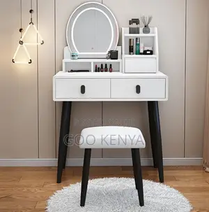 Home Dressing Table Set; Vanity Set With Mirror, Drawers And Stool