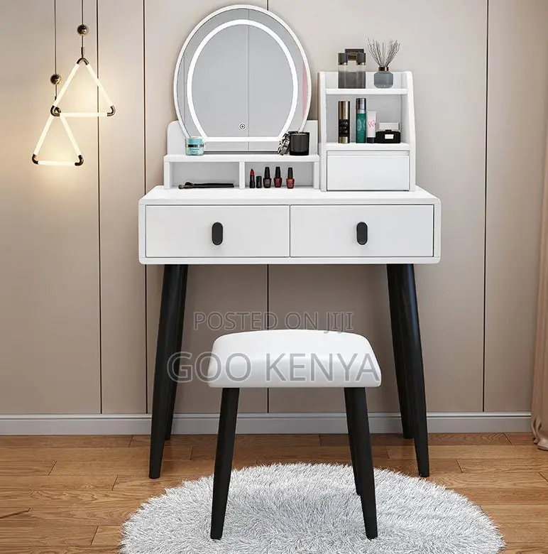 Home Dressing Table Set; Vanity Set With Mirror, Drawers And Stool