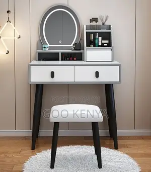 Home Dressing Table Set; Vanity Set With Mirror, Drawers And Stool