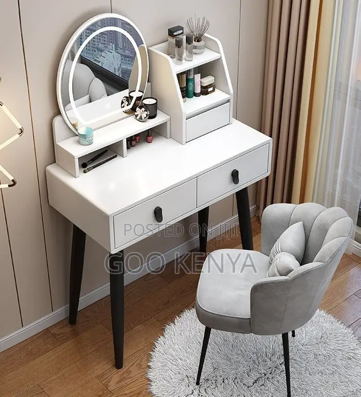 Home Dressing Table Set; Vanity Set With Mirror, Drawers And Stool