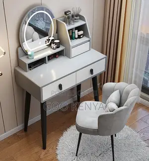 Home Dressing Table Set; Vanity Set With Mirror, Drawers And Stool