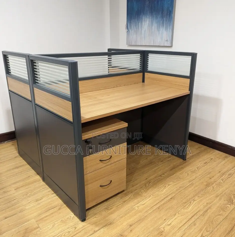 4-way Brown Modular Office Workstation