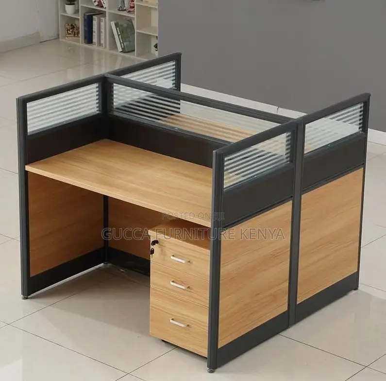 4-way Brown Modular Office Workstation