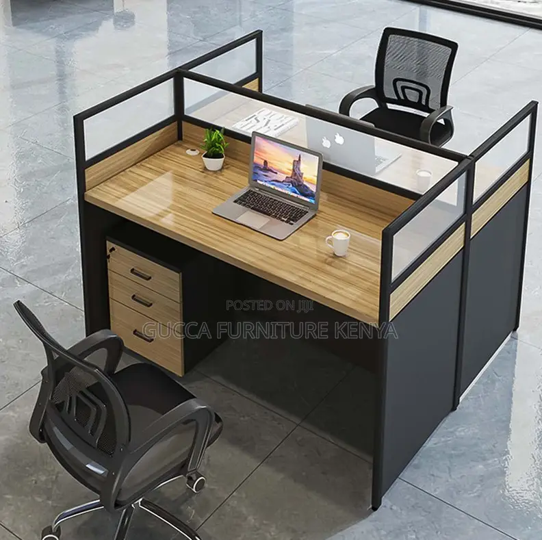 4-way Brown Modular Office Workstation