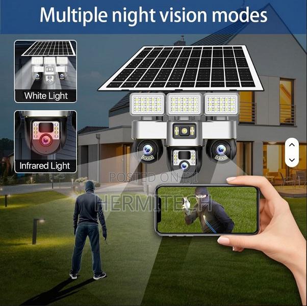 Solar Flood Light CCTV Camera Security 3 Lens PTZ 4g Sim - main view
