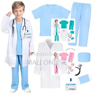 Kids Doctor Costume Set Unisex Medical Uniform With White Coat