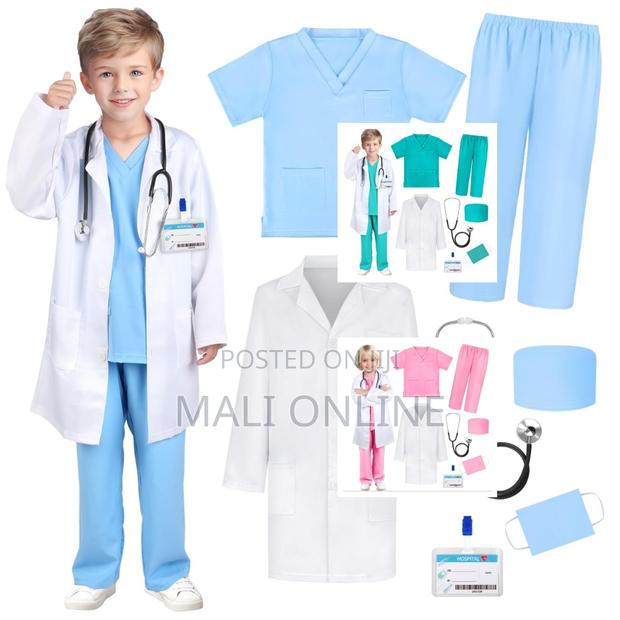 Kids Doctor Costume Set Unisex Medical Uniform With White Coat