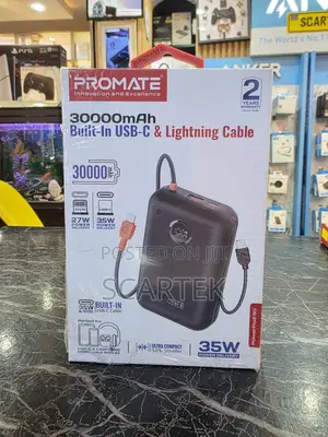 30000mah Built In Usb-c And Lightning Cable