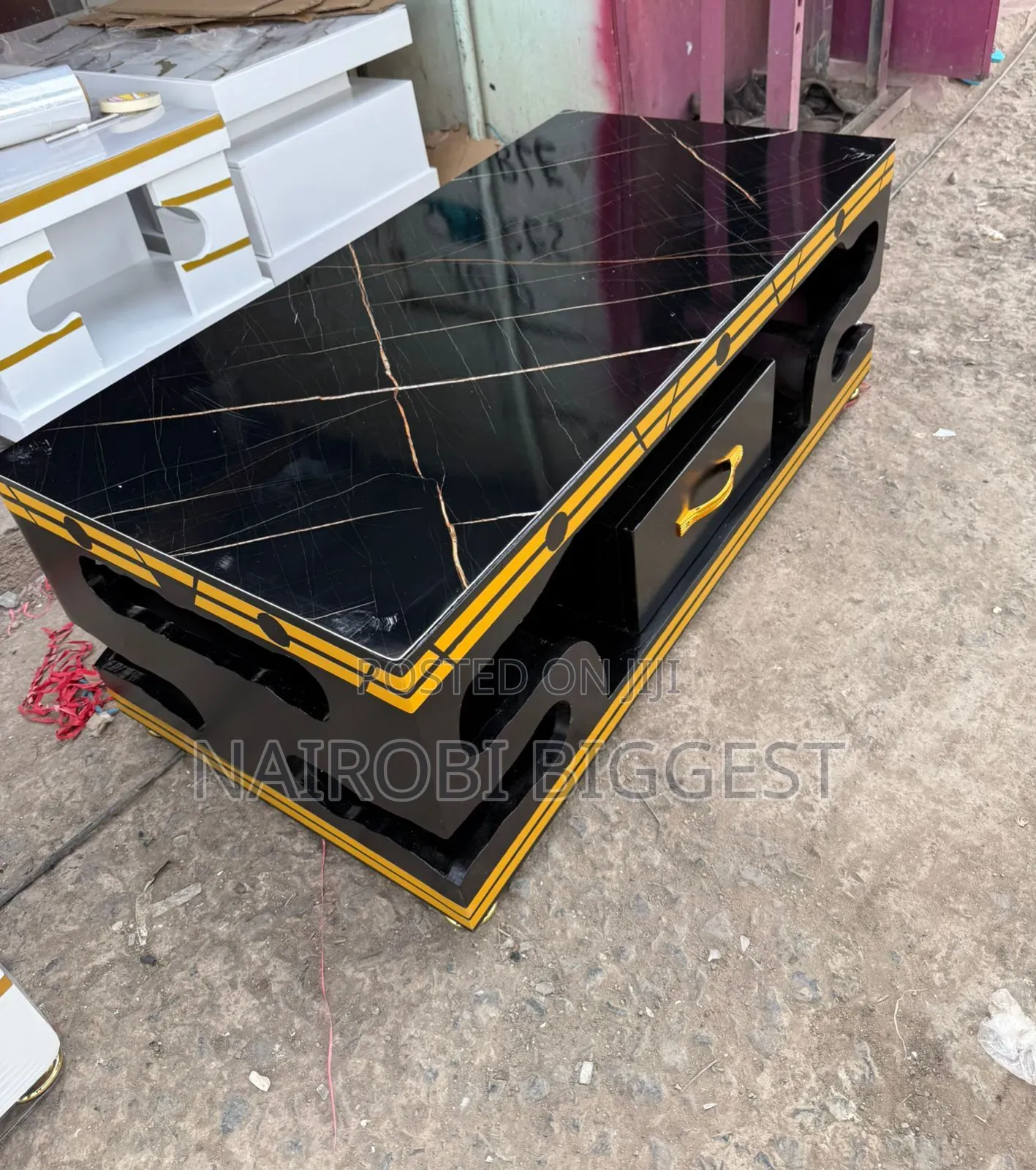 Executive White Coffee  Table With Marble Topping