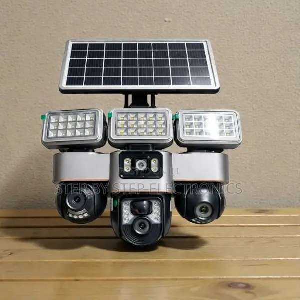 Waterproof 12mp 4g PTZ Rotating 3 Lens Camera With Solar Flood Light