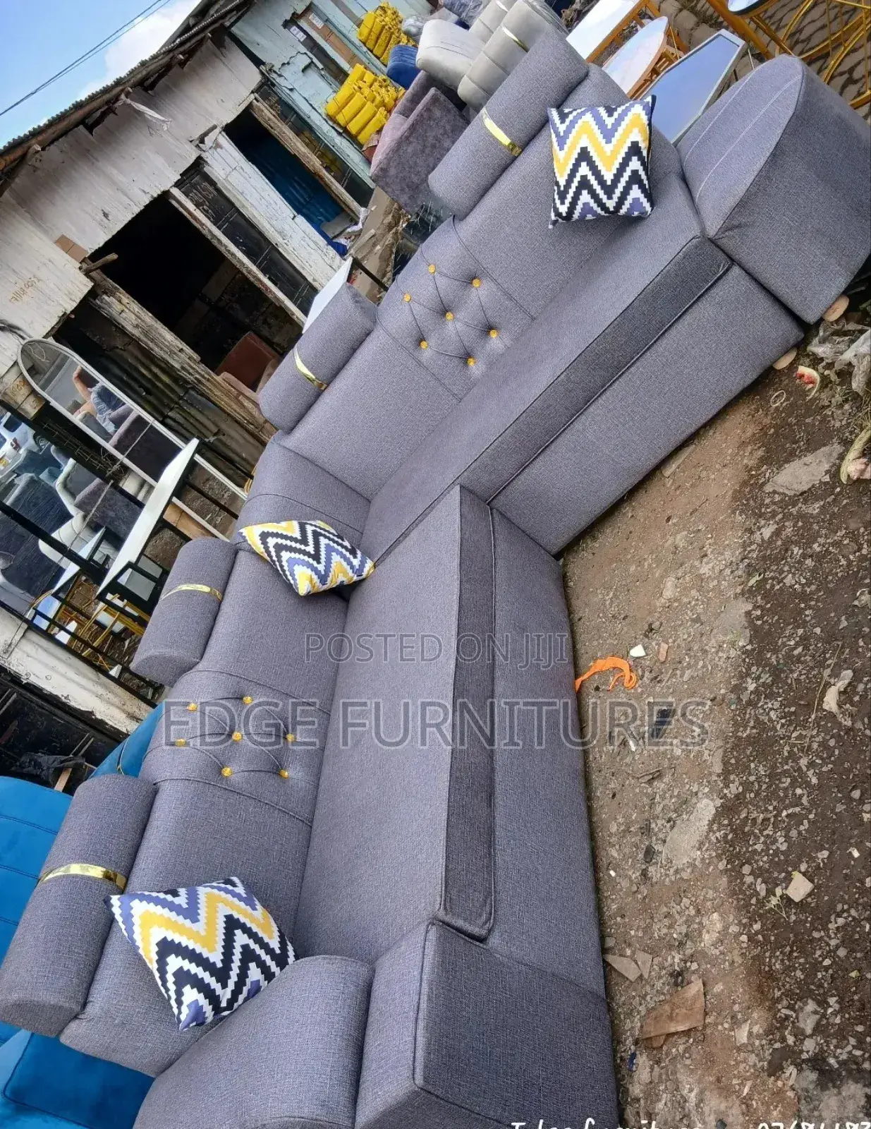 Velvet Grey 6seater Sofa Set Available for Sale
