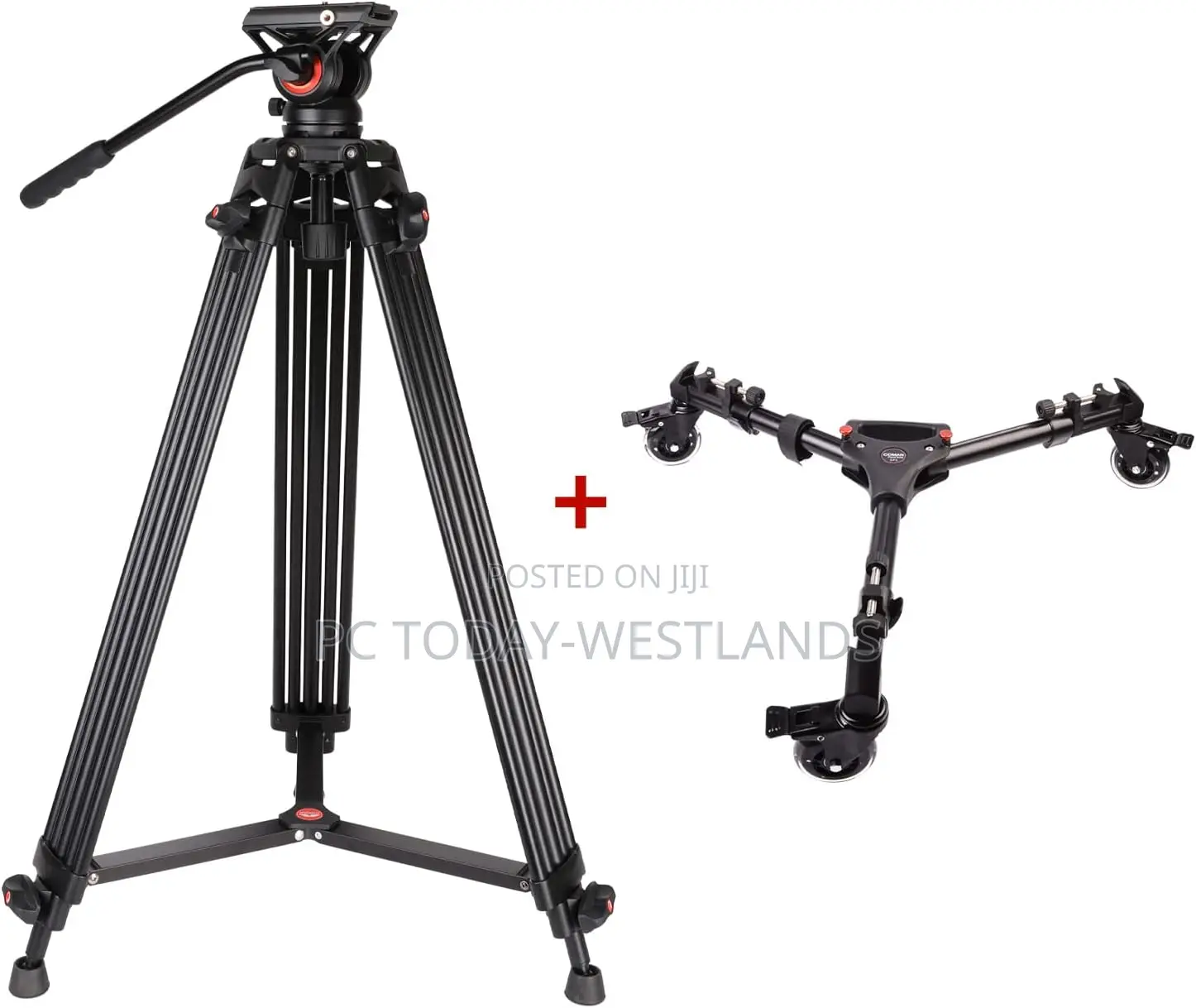 Coman Kx3636 Heavy Duty Tripod Kit With Video Fluid Head + Dolly