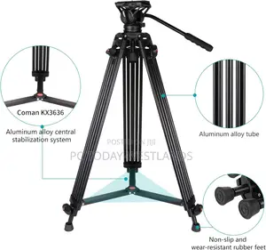 Coman Kx3636 Heavy Duty Tripod Kit With Video Fluid Head + Dolly