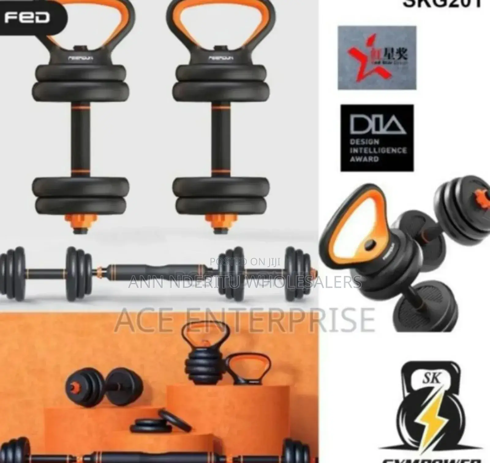 Adjustable 50kgs 6in Dumbbells. New