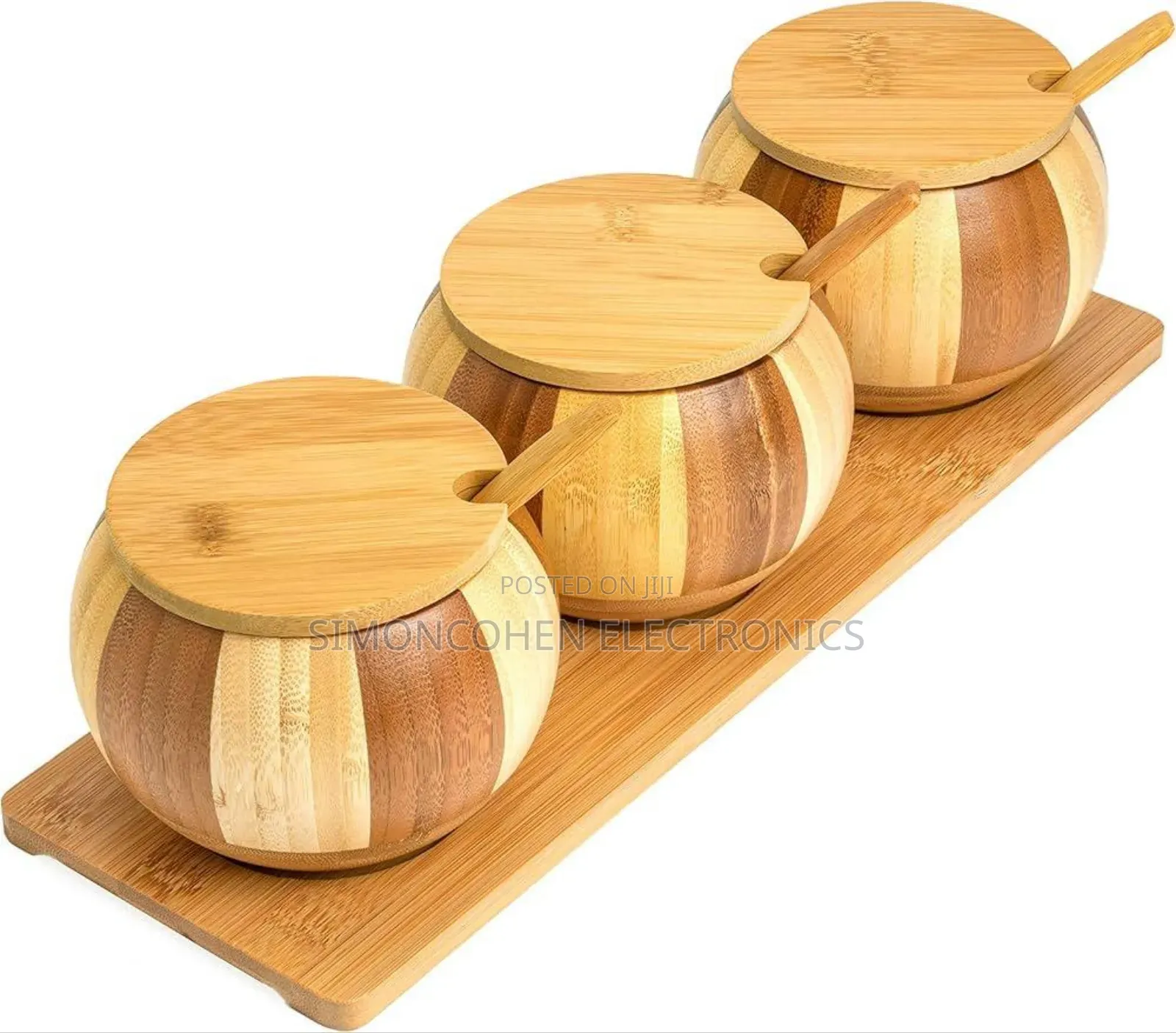 3pcs Plus Bamboo Stand Condiment Jars