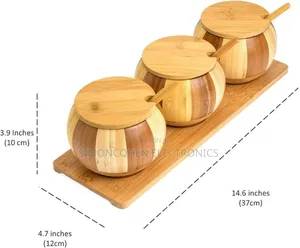 3pcs Plus Bamboo Stand Condiment Jars