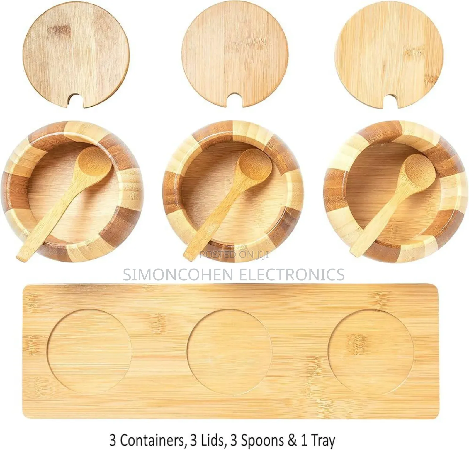3pcs Plus Bamboo Stand Condiment Jars