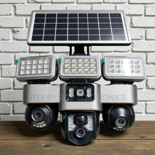Smart Home Security 12mp 4g PTZ 3 Lens Camera With Solar Flood Light