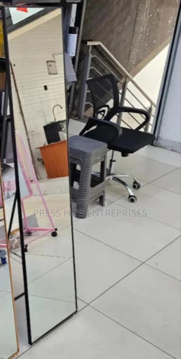 Black-Framed, Full-Length Standing Dressing Mirror. - main view